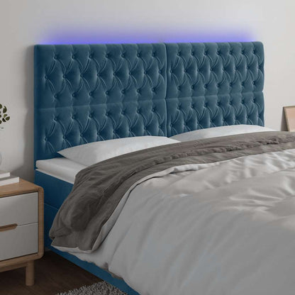 Testiera a LED Blu Scuro 200x7x118/128 cm in Velluto