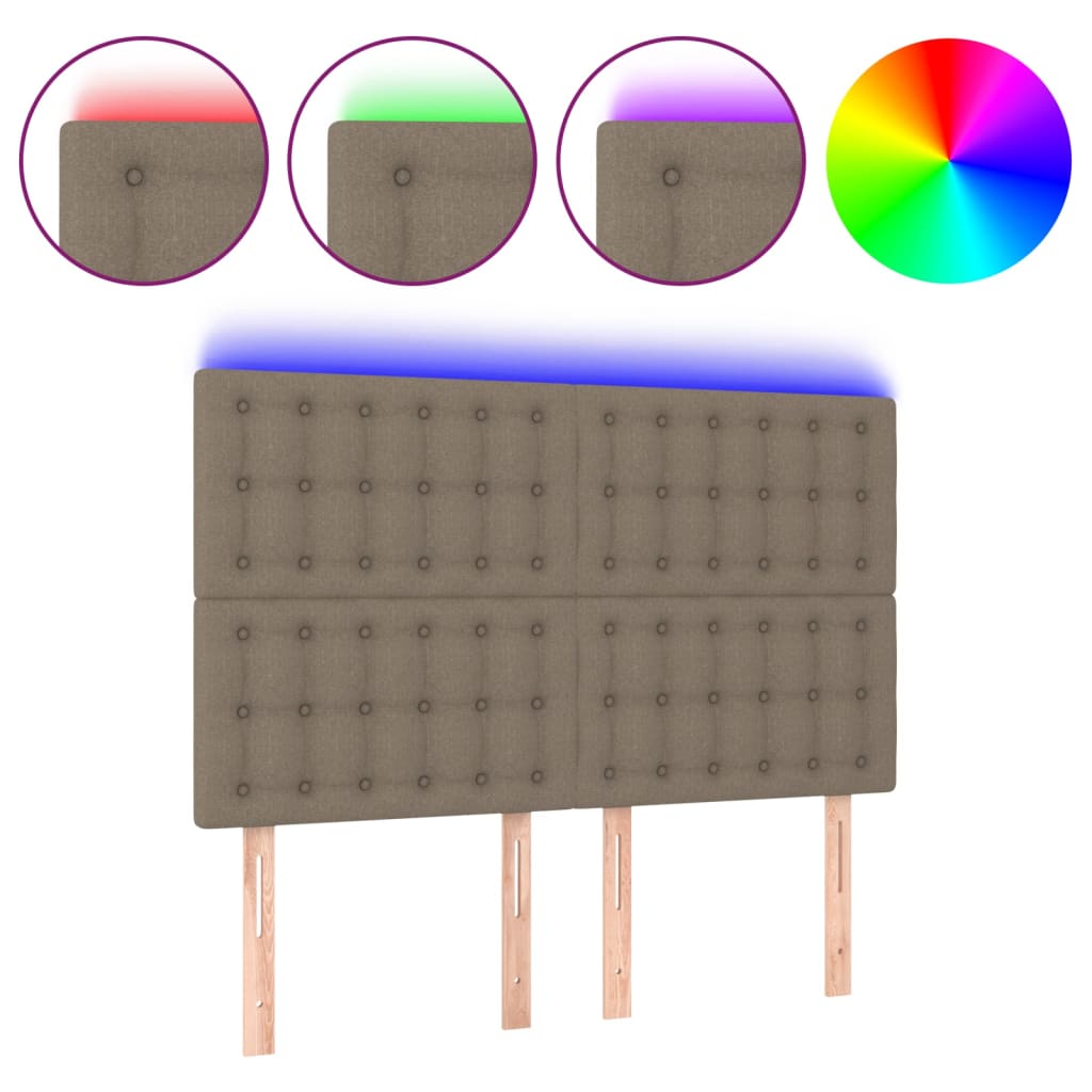 Testiera a LED Tortora 144x5x118/128 cm in Tessuto | homemem39