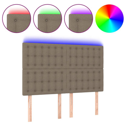 Testiera a LED Tortora 144x5x118/128 cm in Tessuto | homemem39