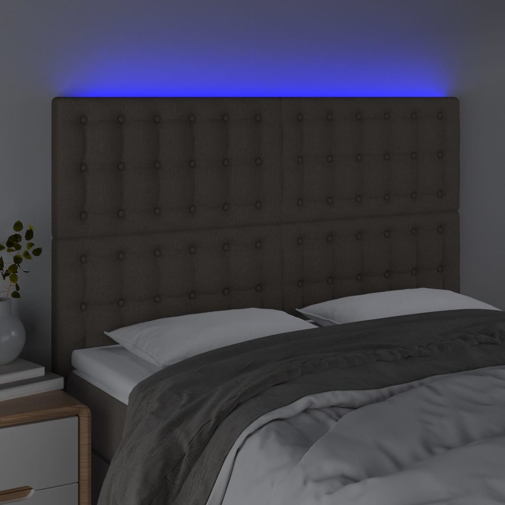 Testiera a LED Tortora 144x5x118/128 cm in Tessuto | homemem39