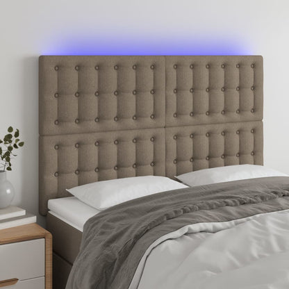 Testiera a LED Tortora 144x5x118/128 cm in Tessuto | homemem39