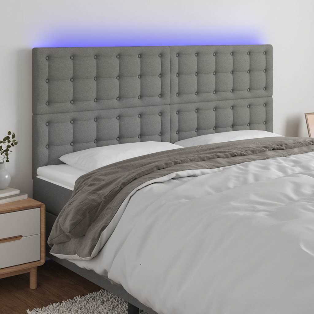 Testiera a LED GrigioScuro /128cm inTessuto