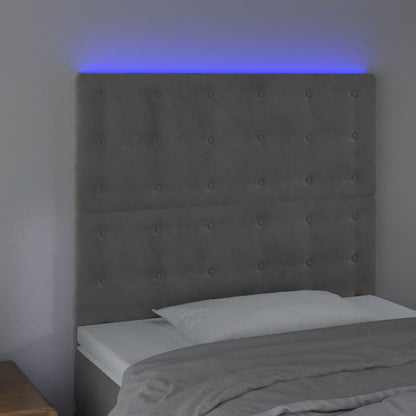 Testiera a LED Grigio Chiaro 80x5x118/128 cm in Velluto - homemem39