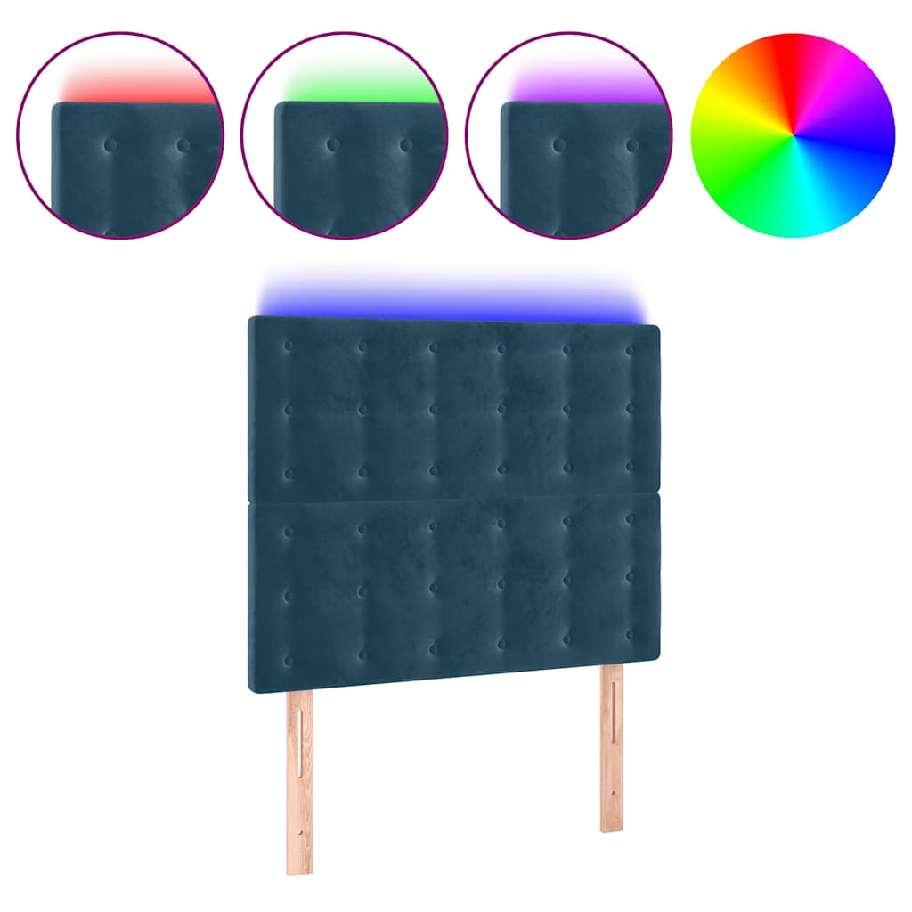 Testiera a LED Blu scuro 80x5x118/128 cm in Velluto | homemem39