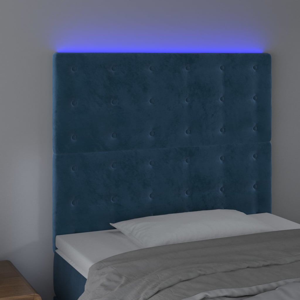 Testiera a LED Blu scuro 80x5x118/128 cm in Velluto - homemem39