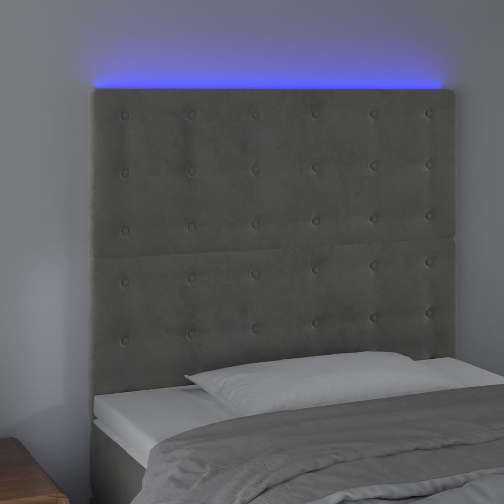 Testiera a LED Grigio Chiaro 90x5x118/128 cm in Velluto - homemem39