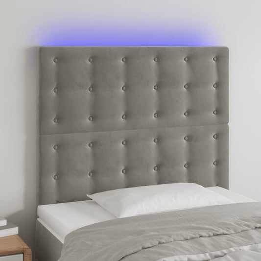Testiera a LED Grigio Chiaro 90x5x118/128 cm in Velluto - homemem39