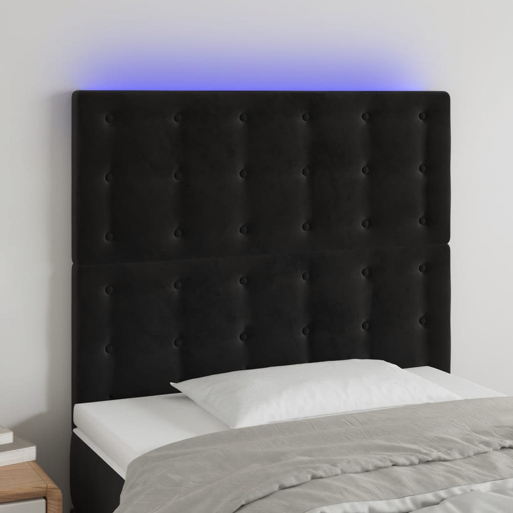 Testiera a LED nero 90x5x118/128 cm in Velluto - homemem39