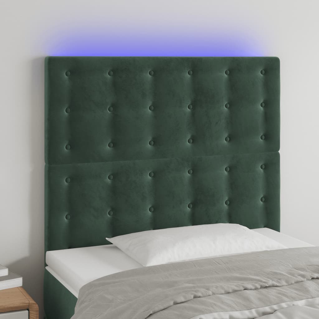 Testiera a LED Verde Scuro 90x5x118/128 cm in Velluto - homemem39