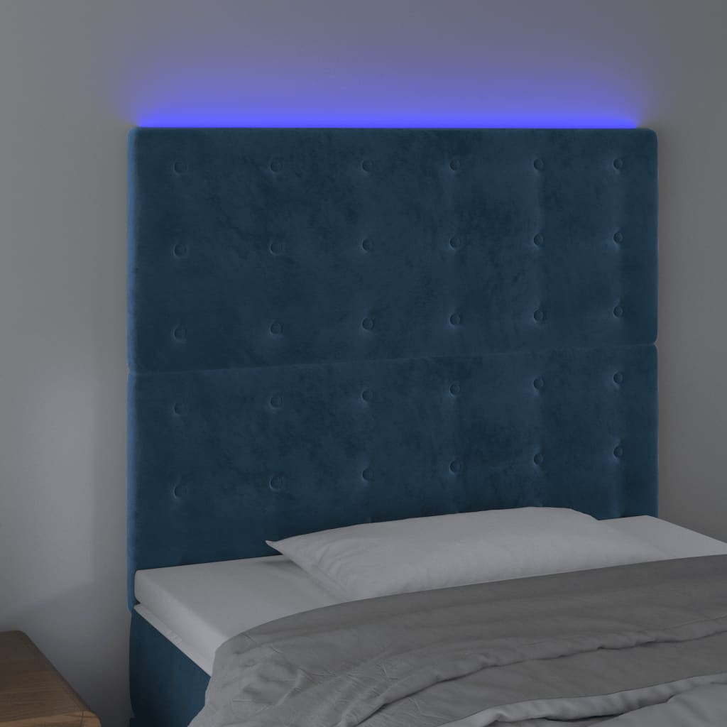 Testiera a LED Blu Scuro 100x5x118/128 cm in Velluto - homemem39