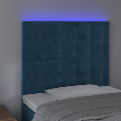 Testiera a LED Blu Scuro 100x5x118/128 cm in Velluto - homemem39
