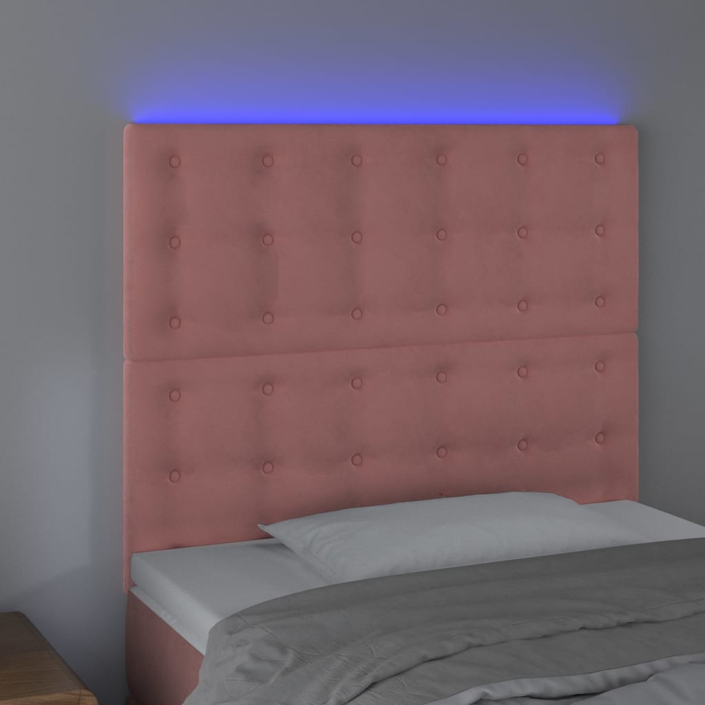 Testiera a LED Rosa 100x5x118/128 cm in Velluto - homemem39