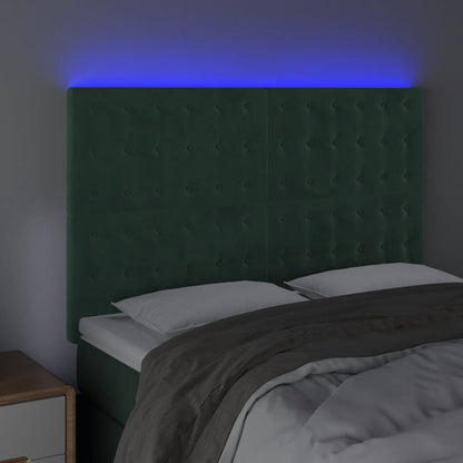 Testiera a LED Verde Scuro 144x5x118/128cm in Velluto - homemem39