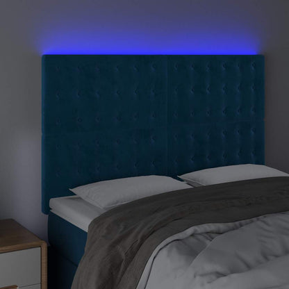 Testiera a LED Blu Scuro 144x5x118/128 cm in Velluto