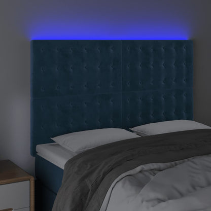 Testiera a LED Blu Scuro 144x5x118/128 cm in Velluto - homemem39