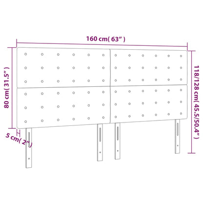 Testiera a LED Nera 160x5x118/128 cm in Velluto