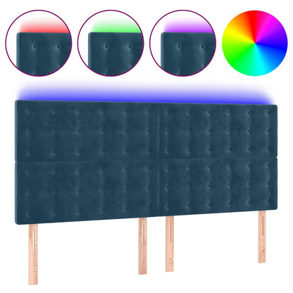 Testiera a LED Blu Scuro 160x5x118/128 cm in Velluto | homemem39