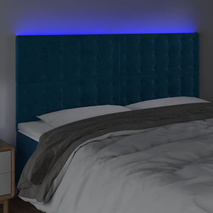 Testiera a LED Blu Scuro 160x5x118/128 cm in Velluto | homemem39
