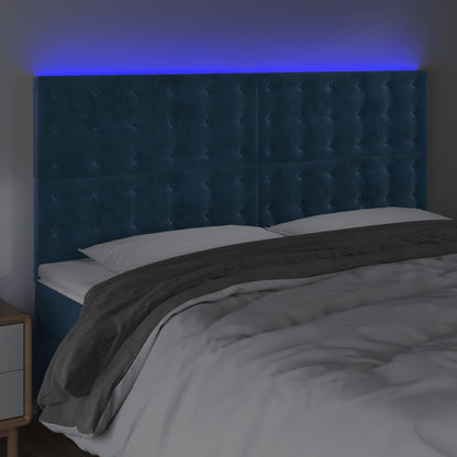 Testiera a LED Blu Scuro 160x5x118/128 cm in Velluto - homemem39