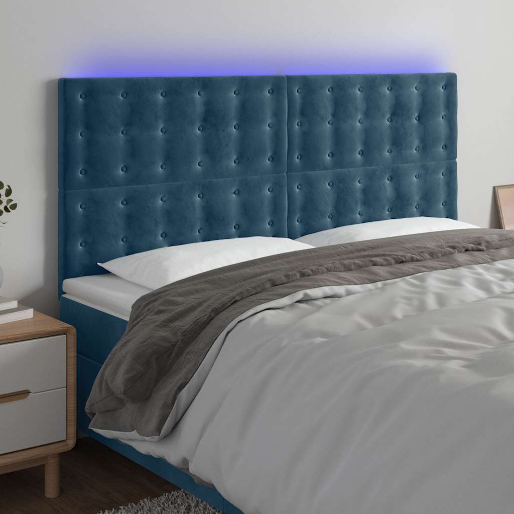Testiera a LED Blu Scuro 160x5x118/128 cm in Velluto | homemem39