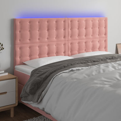 Testiera a LED Rosa 160x5x118/128 cm in Velluto - homemem39