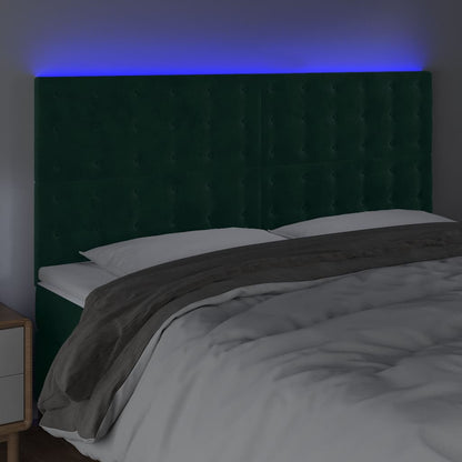 Testiera a LED Verde Scuro 200x5x118/128 cm in Velluto