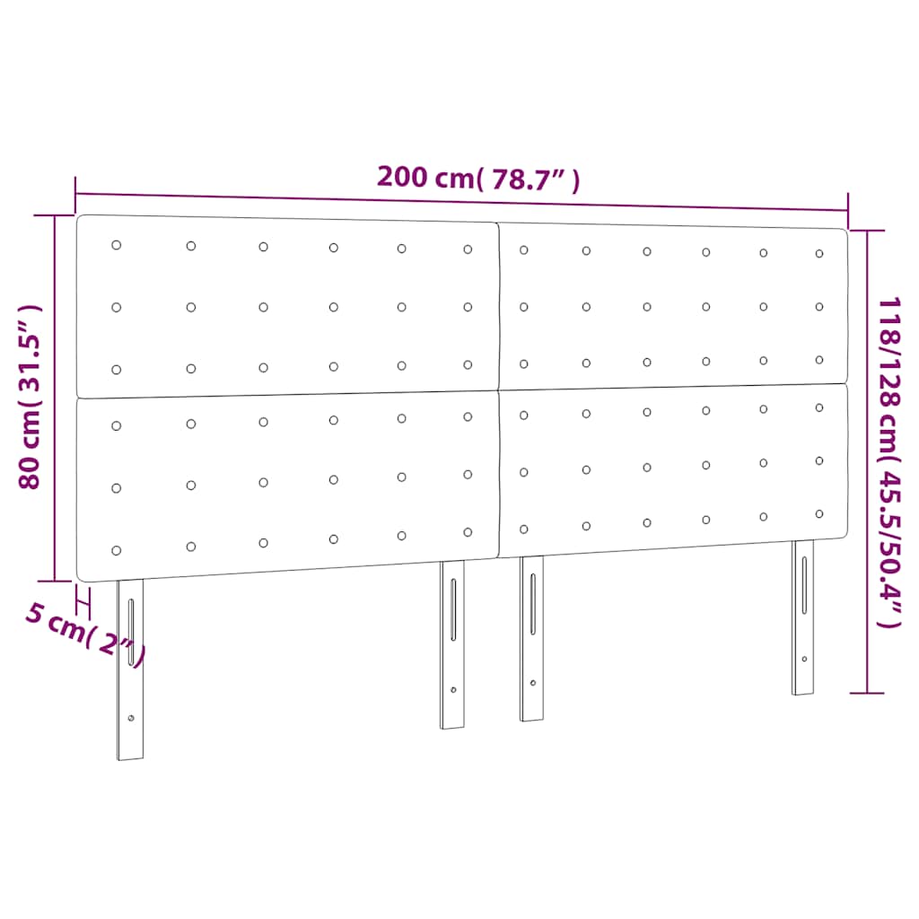 Testiera a LED Blu Scuro 200x5x118/128 cm in Velluto | homemem39
