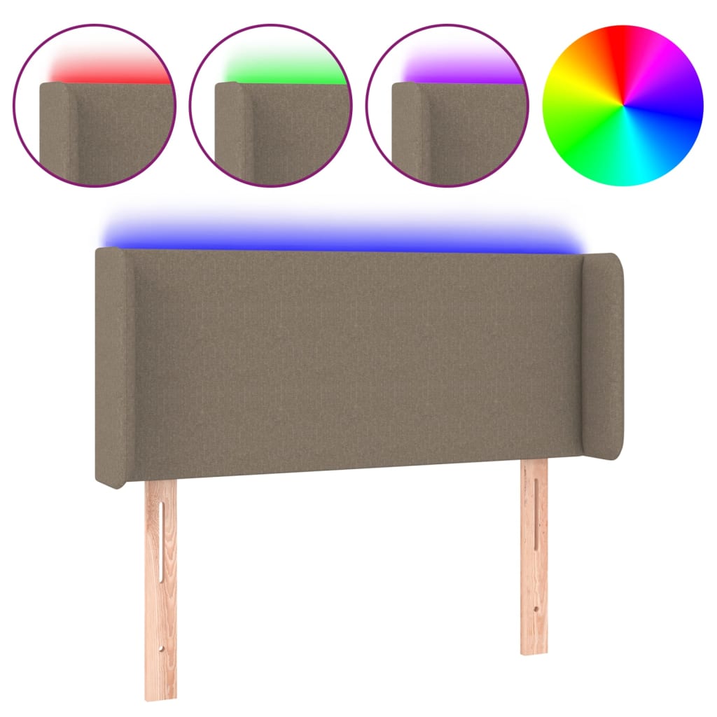 Testiera a LED Tortora 83x16x78/88 cm in Tessuto