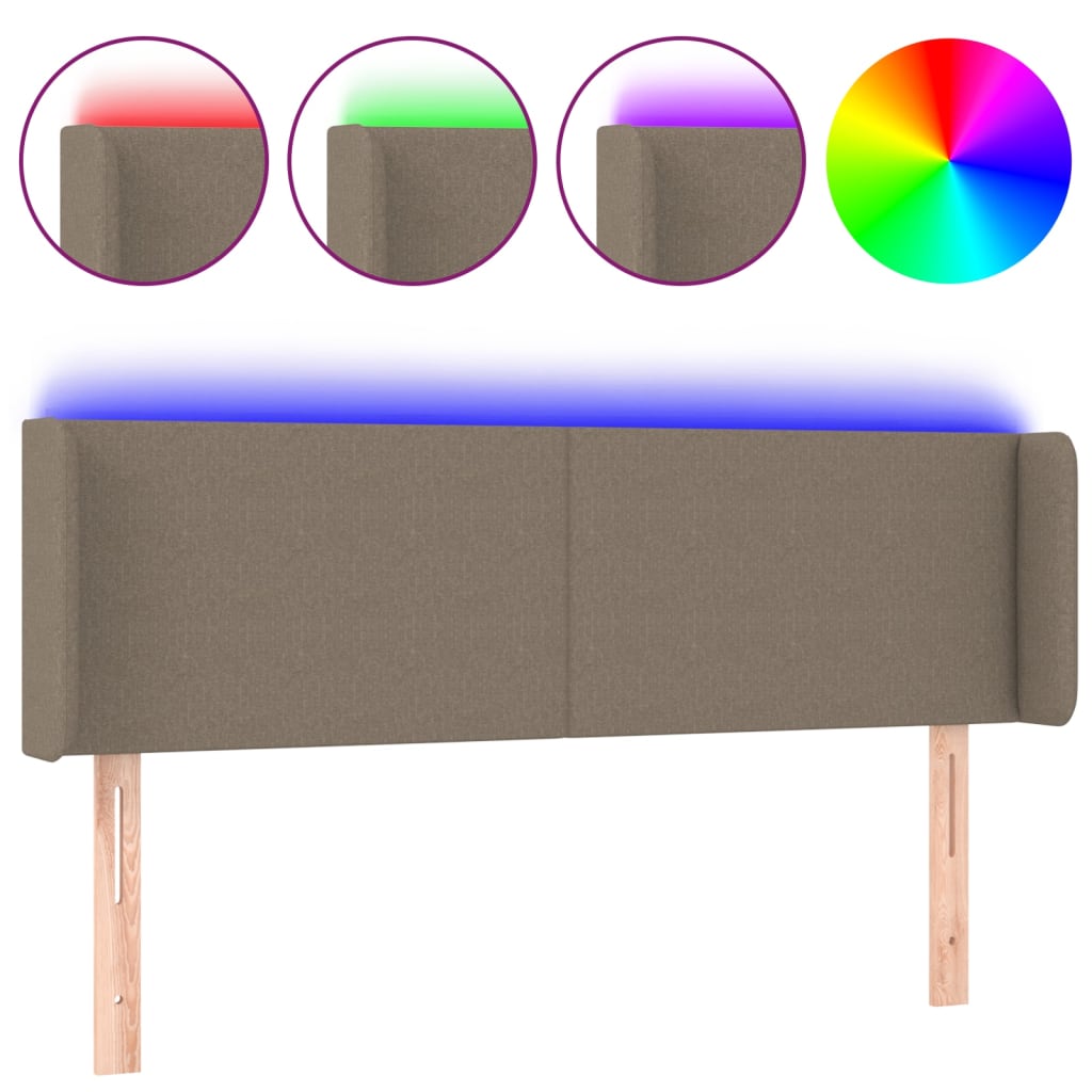 Testiera a LED Tortora 147x16x78/88 cm in Tessuto - homemem39