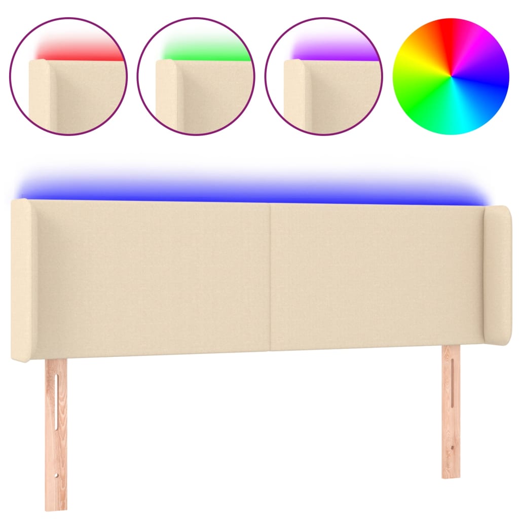 Testiera a LED Crema 147x16x78/88 cm in Tessuto - homemem39