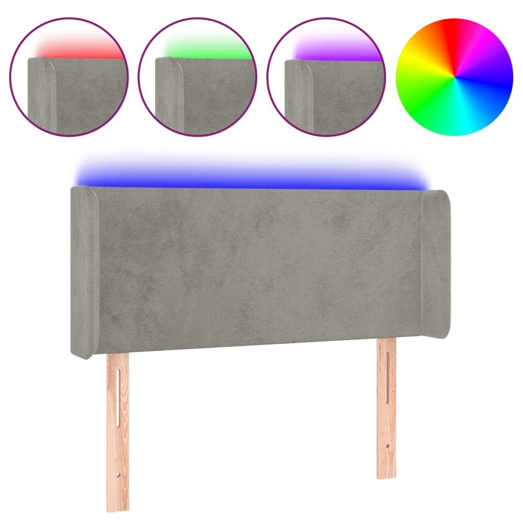 Testiera a LED Grigio Chiaro 83x16x78/88 cm in Velluto - homemem39