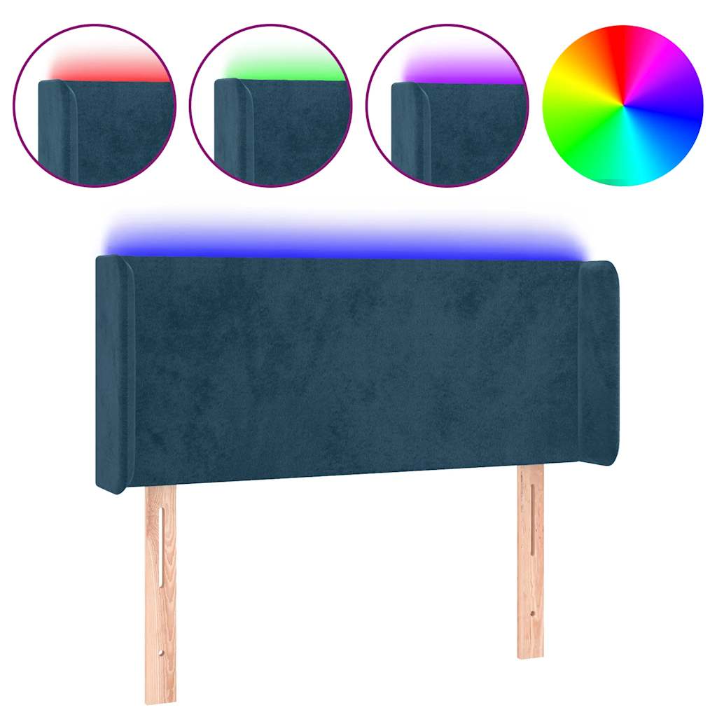 Testiera a LED Blu Scuro 83x16x78/88 cm in Velluto