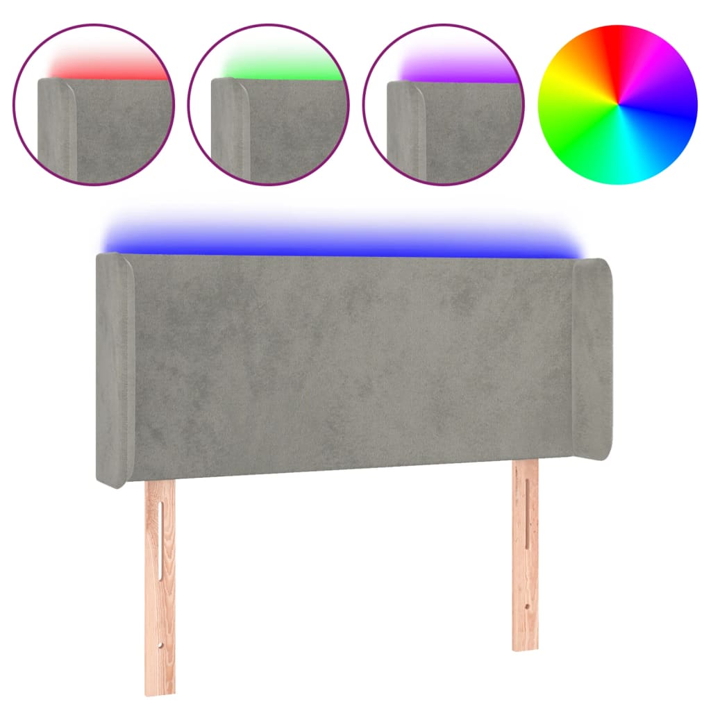 Testiera Grigio Chiaro a LED 93x16x78/88 cm in Velluto - homemem39