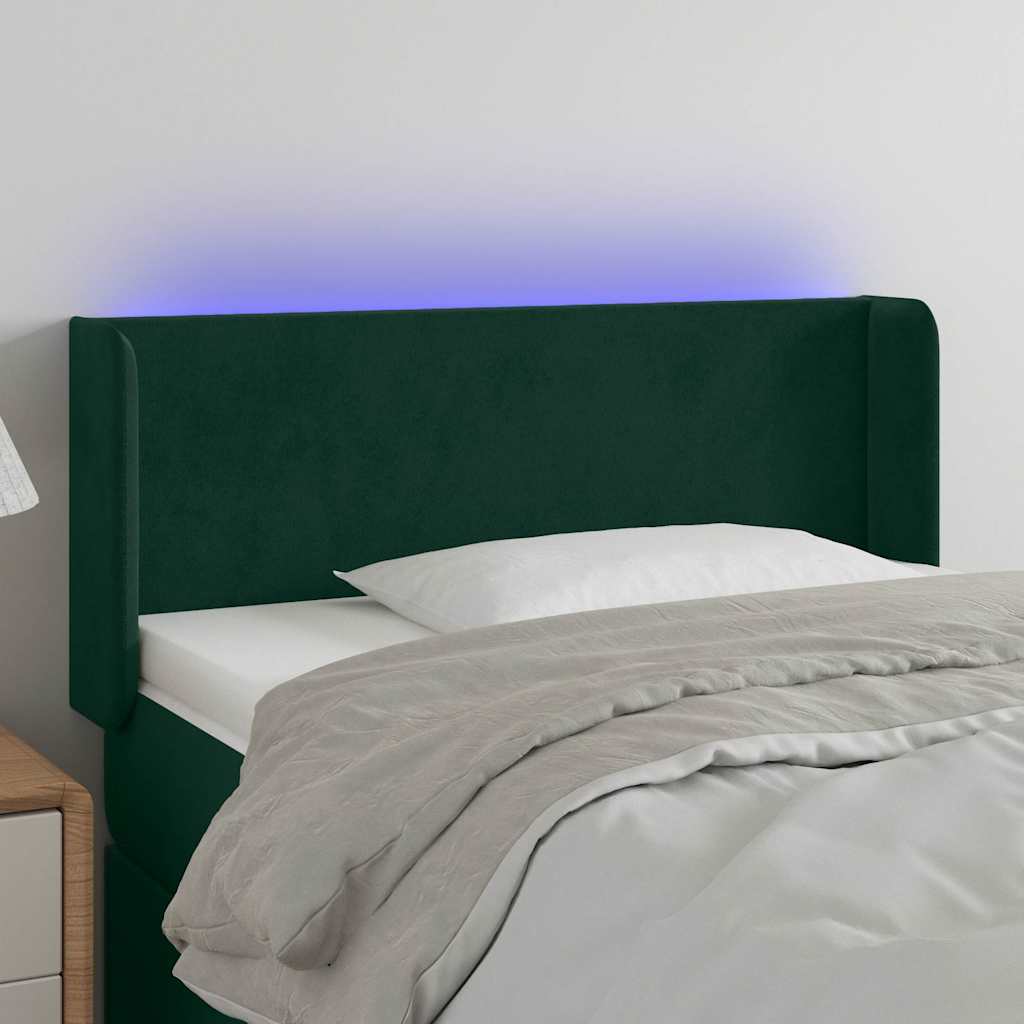 Testiera a LED Verde scuro 93x16x78/88 cm in Velluto