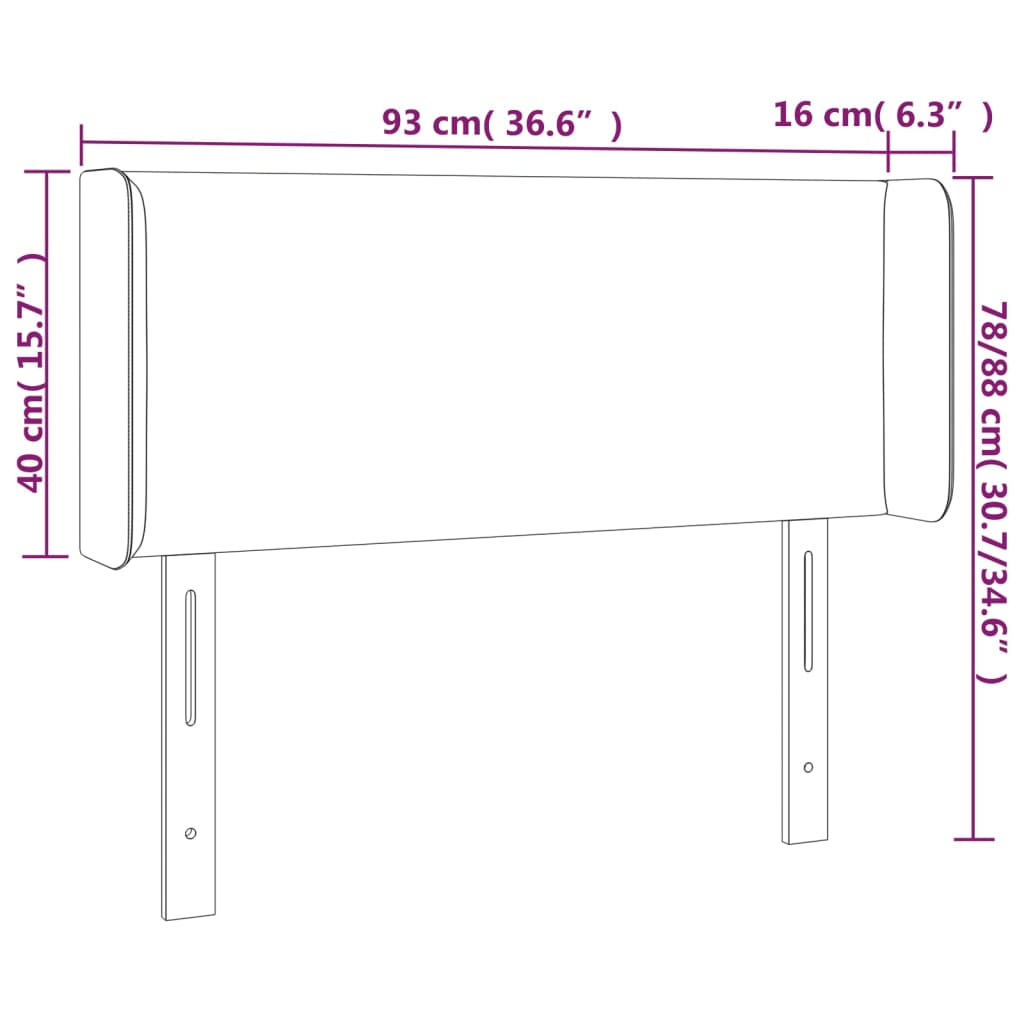 Testiera a LED Rosa 93x16x78/88 cm in Velluto