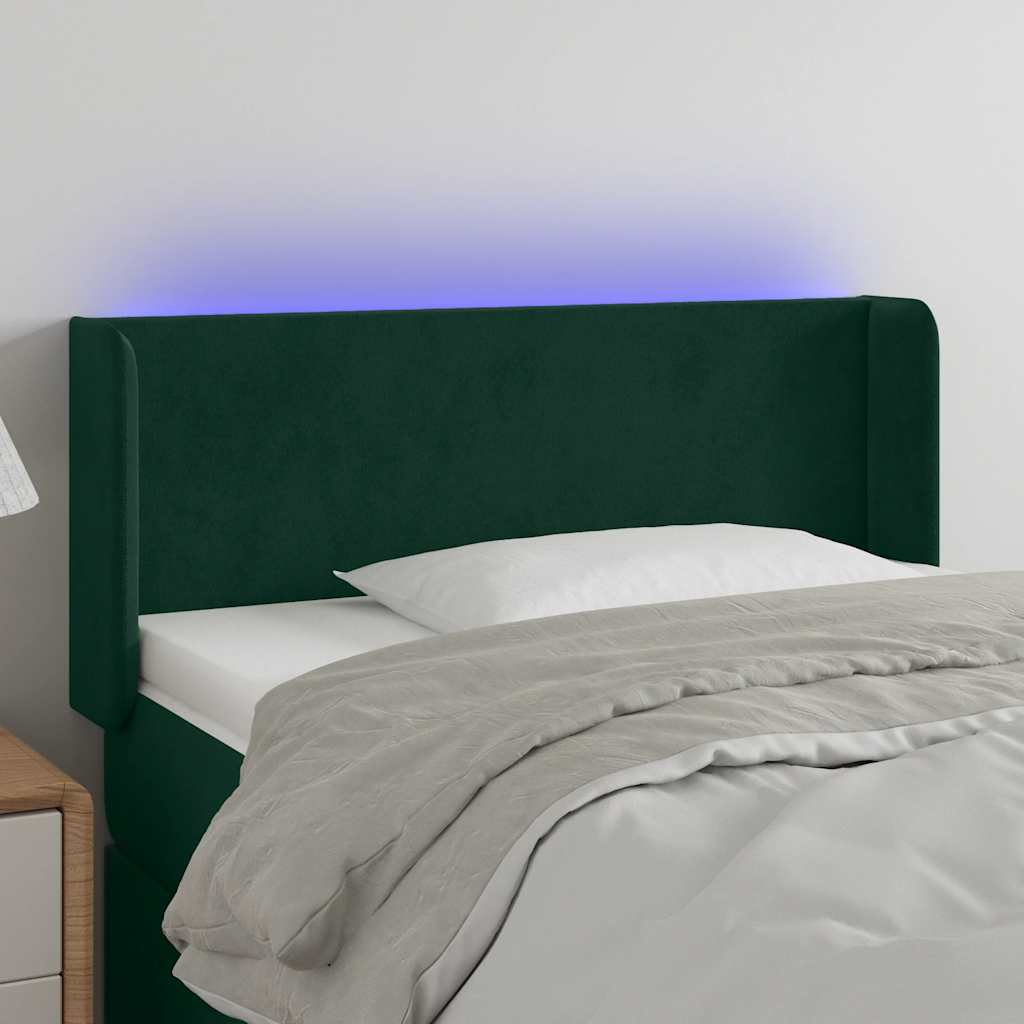Testiera a LED Verde Scuro 103x16x78/88 cm in Velluto
