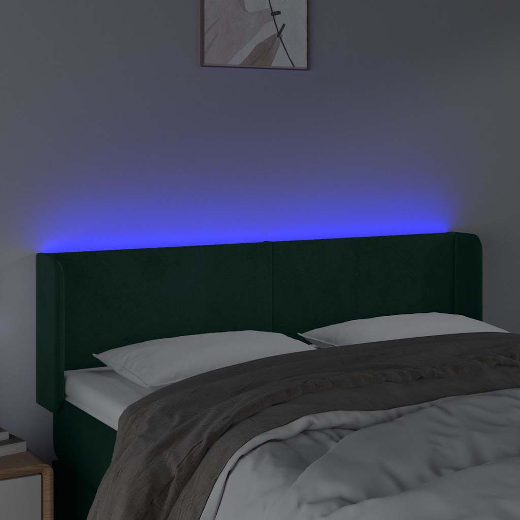 Testiera a LED Verde Scuro 147x16x78/88 cm in Velluto