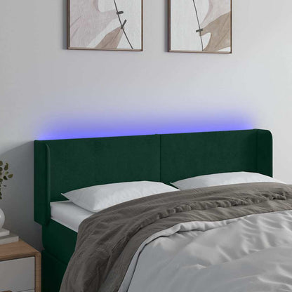 Testiera a LED Verde Scuro 147x16x78/88 cm in Velluto
