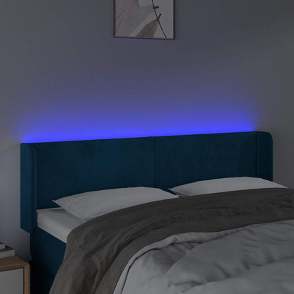 Testiera a LED Blu Scuro 147x16x78/88 cm in Velluto