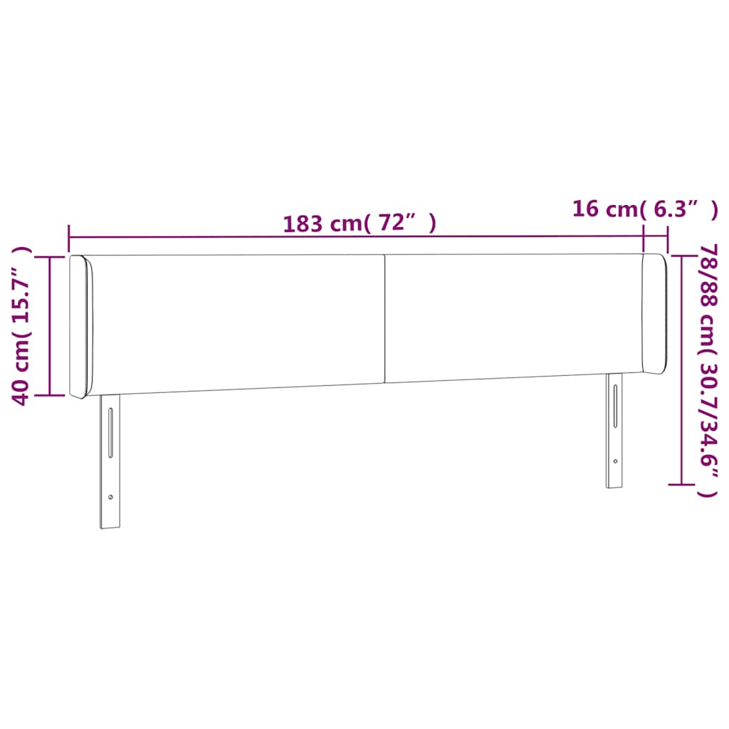 Testiera a LED Blu Scuro 183x16x78/88 cm in Velluto | homemem39