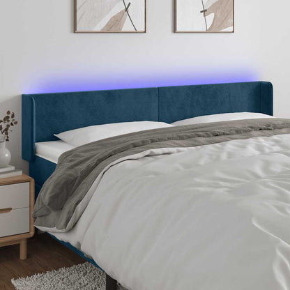 Testiera a LED Blu Scuro 183x16x78/88 cm in Velluto