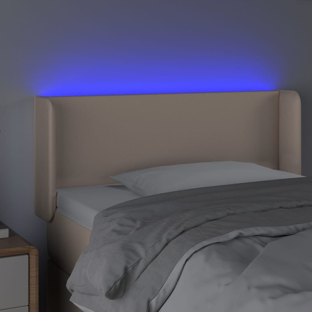 Testiera Cappuccino a LED 83x16x78/88 cm in Similpelle