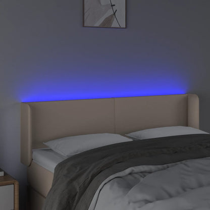 Testiera Cappuccino a LED 147x16x78/88 cm in Similpelle