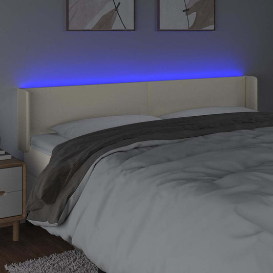 Testiera a LED Crema 183x16x78/88 cm in Similpelle
