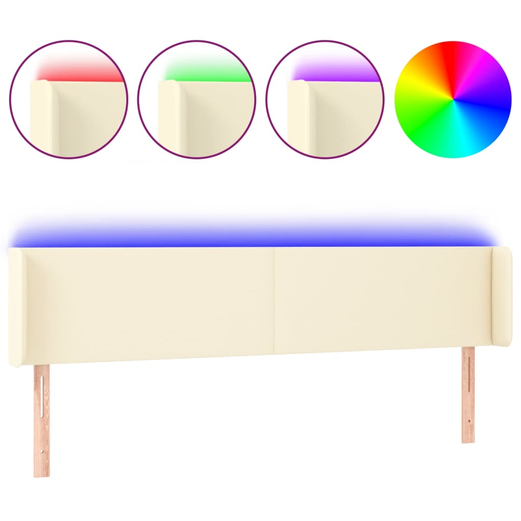 Testiera a LED Crema 203x16x78/88 cm in Similpelle