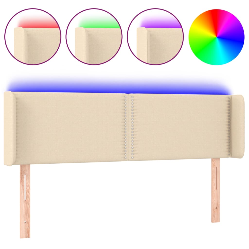 Testiera a LED Crema 147x16x78/88 cm in Tessuto - homemem39