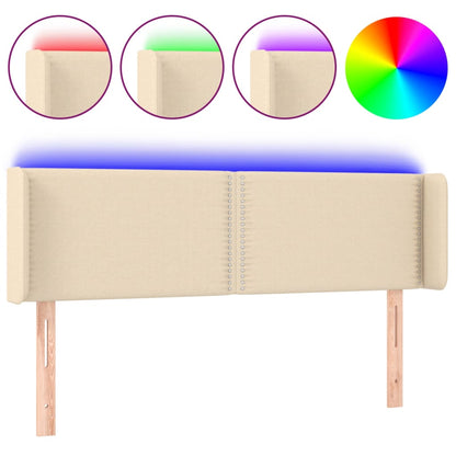 Testiera a LED Crema 147x16x78/88 cm in Tessuto - homemem39