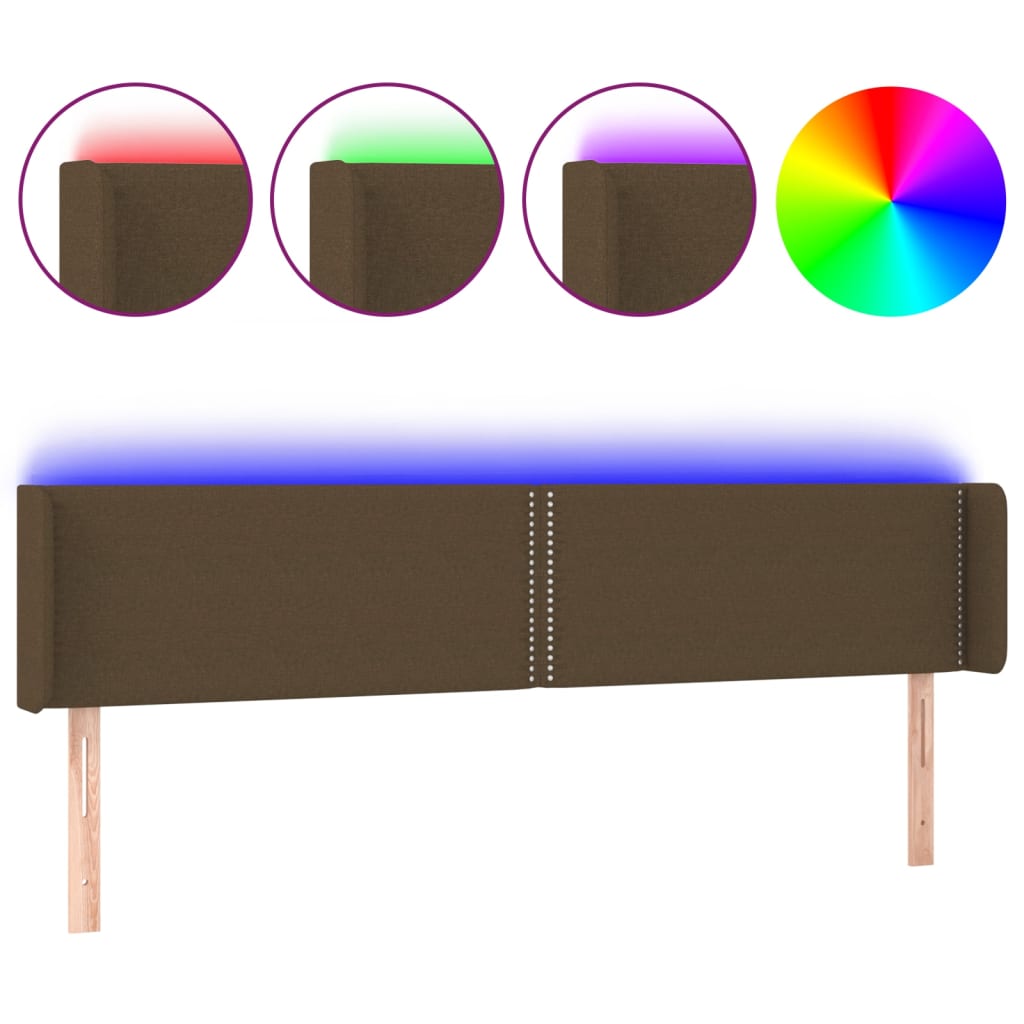 Testiera a LED Marrone Scuro 183x16x78/88 cm in Tessuto | homemem39