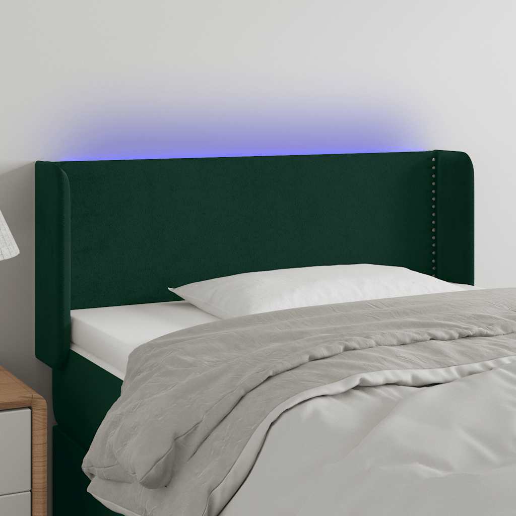 Testiera a LED Verde Scuro 103x16x78/88 cm in Velluto