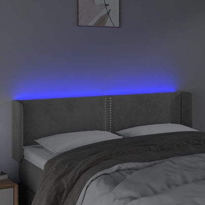 Testiera Grigio Chiaro a LED 147x16x78/88 cm in Velluto